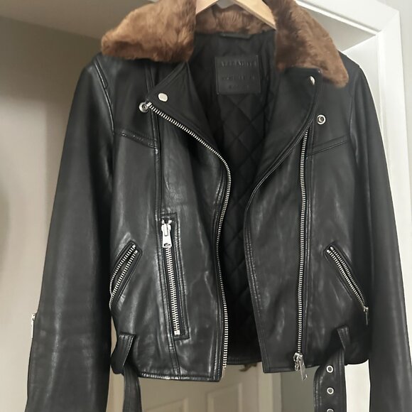 All Saints Black Leather Moto Jacket - Picture 1 of 4
